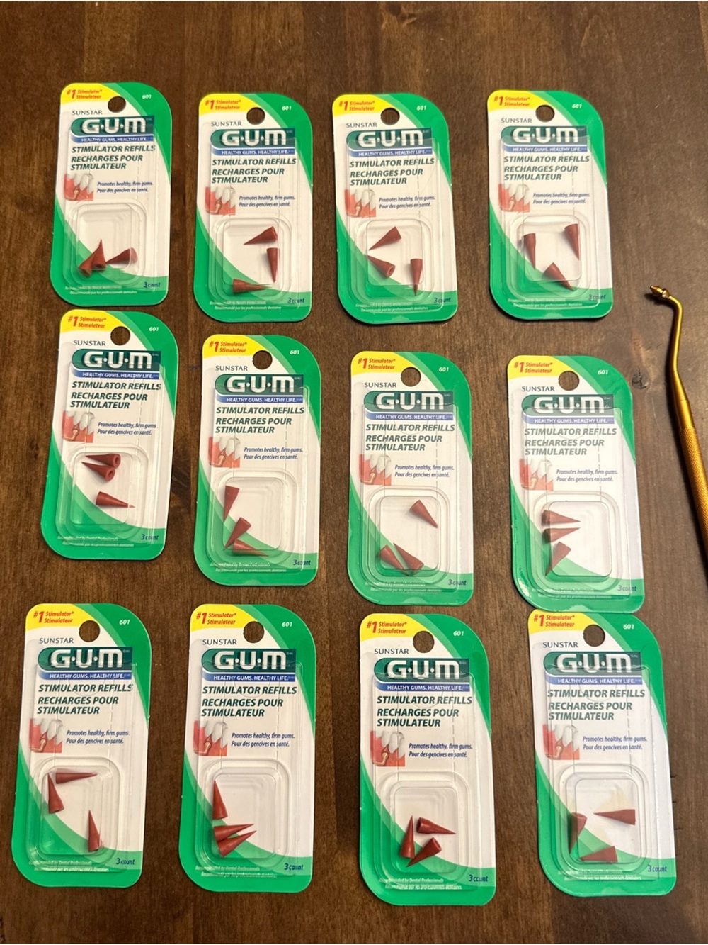 GUM Stimulator Refills - 3 Rubber Tips Included - 3 Count (12 Total Packs)